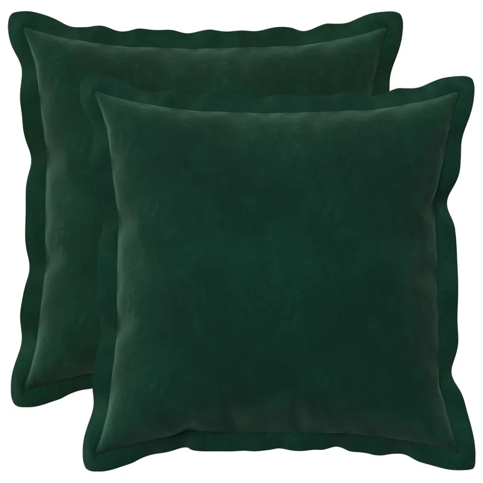 vidaXL Kussensloop 2 st HOUTEN Donkergroen 30 x 30 cm Fluweel groen, foto 3