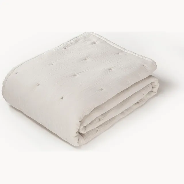 Westwing Collection Gewatteerde bedsprei Lenore van katoen Beige