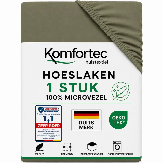 Komfortec Hoeslaken 90x200 cm - tot 30cm Matrashoogte - Rondom Elastiek - Groen