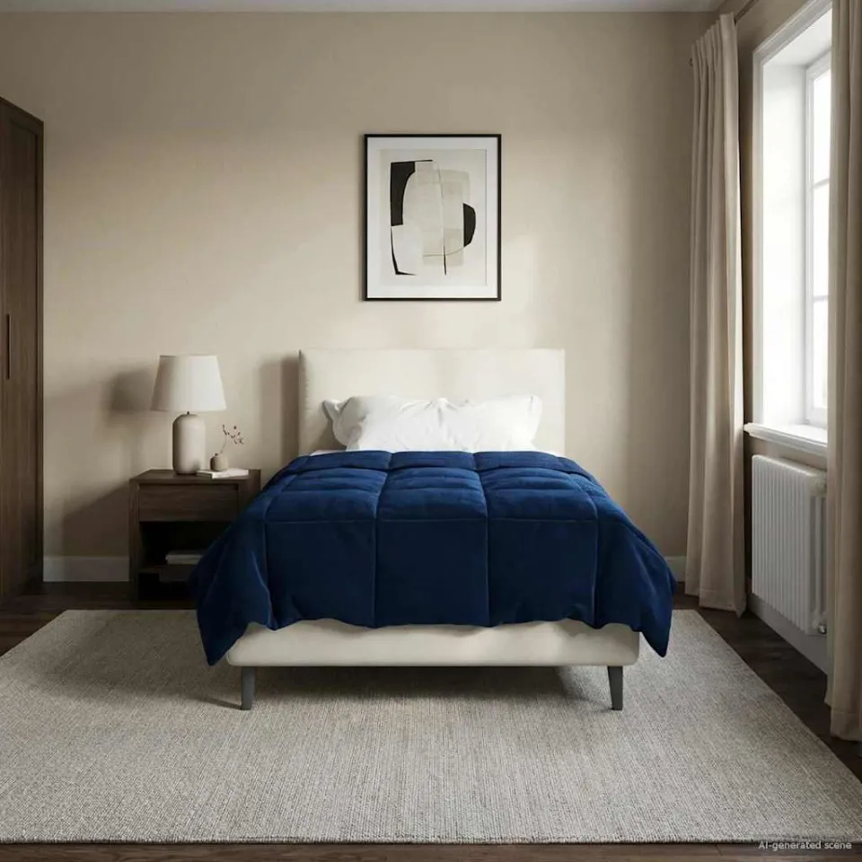 vidaXL Vol jaar dekbed 155 x 200 cm Microfiber (100% polyester) blauw, foto 4