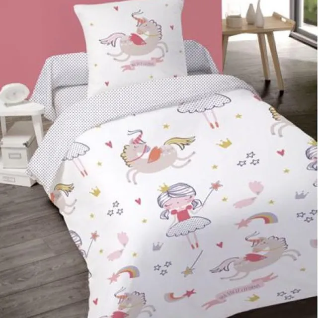 Better Nights Kinderdekbedovertrek Jolie Licorne - 1 kussensloop % katoen- dubbel geprint wit