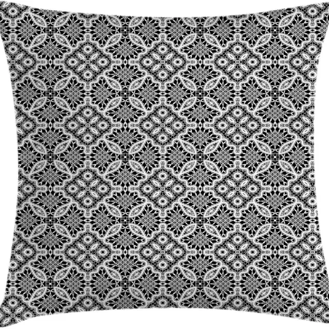 ABAKUHAUS Geometrische Kussenhoes – 50x50 cm – Tweezijdig bedrukt, rits, handgemaakt, Charcoal/Wit Charcoal Grau Weiß