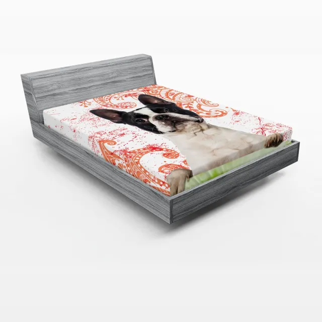 ABAKUHAUS Hoeslaken voor hondenliefhebbers, huisdier met wervelend patroon, zachte decoratieve stof met elastische band, 120 cm x 190 cm, meerkleurig