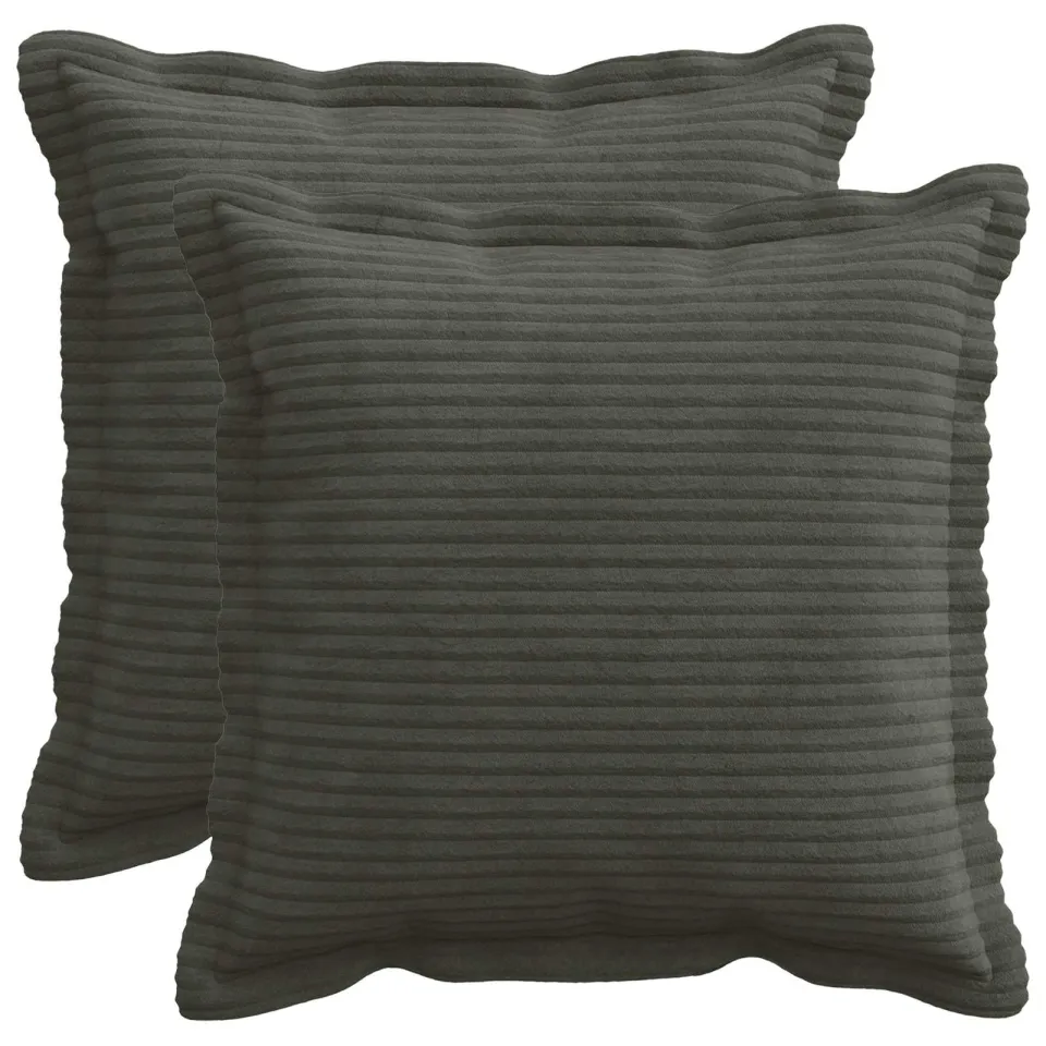 vidaXL Kussensloop 2 st HOUTEN Antraciet 50 x 50 cm corduroy, foto 3