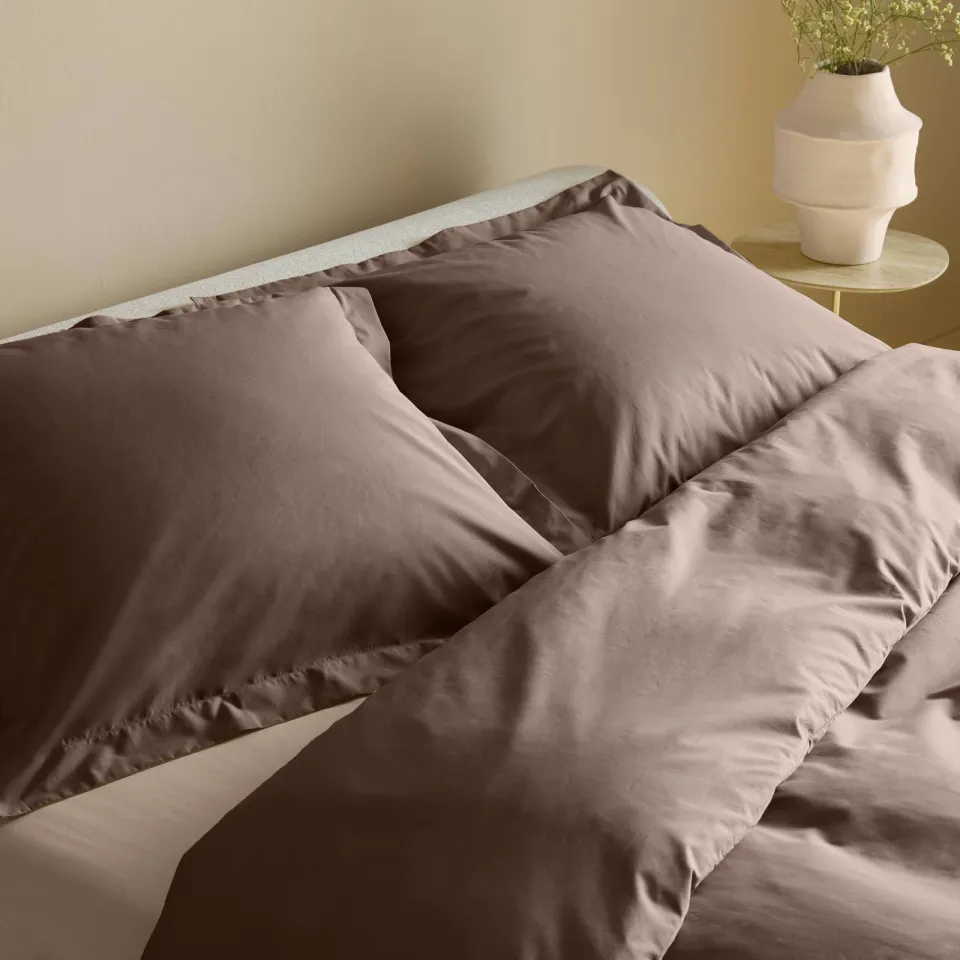 Studio LIVIT percale katoenen dekbedovertrek donkerbruin, foto 2