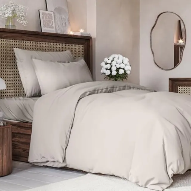 Nazik Living 3-delig dekbedovertrekset - 240x220 cm met 2 kussenslopen 80x80 cm - Zachte microvezel polyester - Ritssluiting en hoekbandjes - Oeko-Tex gecertificeerd - Lichtgrijs