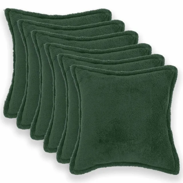 vidaXL Kussensloop 6 st HOUTEN Donkergroen 30 x 30 cm Bouclé