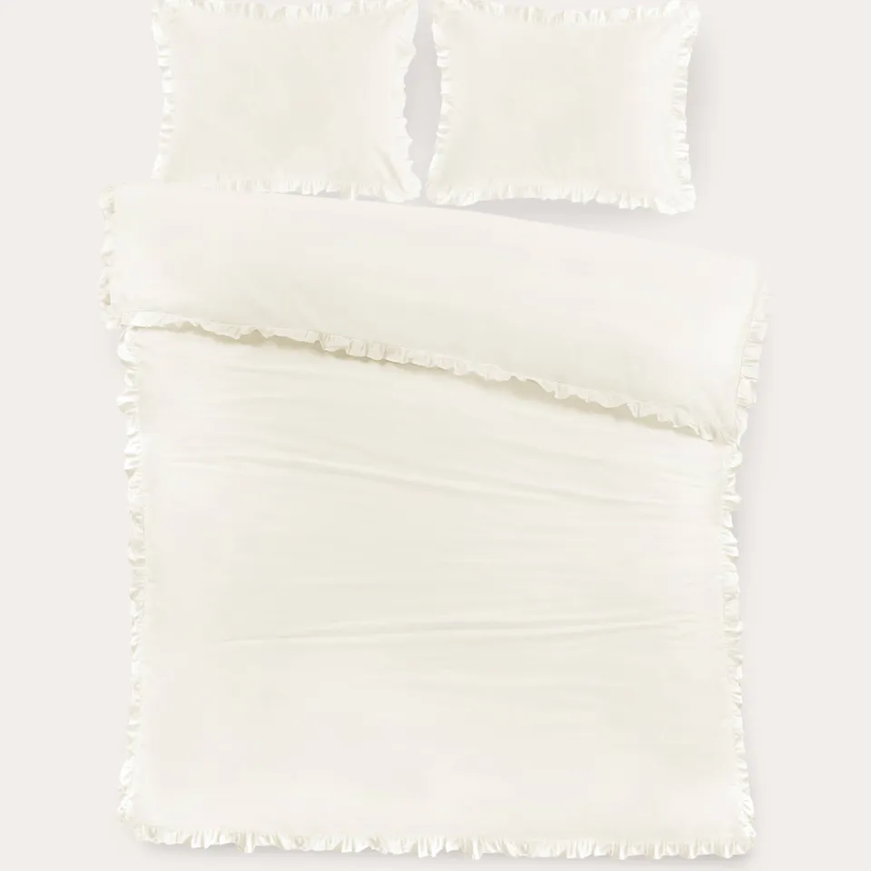 NOUS Living katoenen ruffle dekbedovertrek 2-persoons (200x220 cm) ecru, foto 7