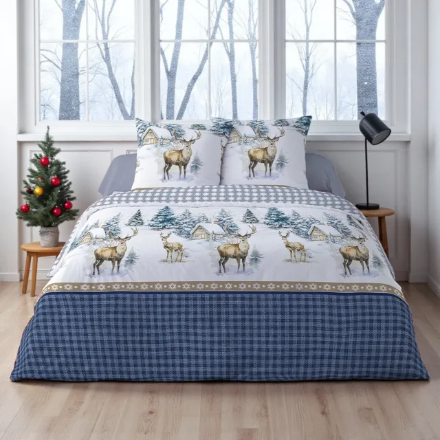 bedlin Dekbedovertrek Flanel - Winter - 240 x 220 cm - Lits-Jumeaux - Nepsa Blue Multicolor