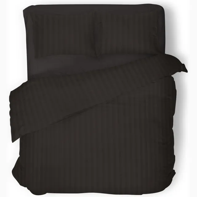 Eleganzzz Dekbedovertrek Uni - Black - Dekbedovertrek 240x200/220cm - Satijnstreep / Satijn Streep - Hotel Kwaliteit Satin Stripe - Dekbedovertrekken - Effen Dekbedovertrek Zwart