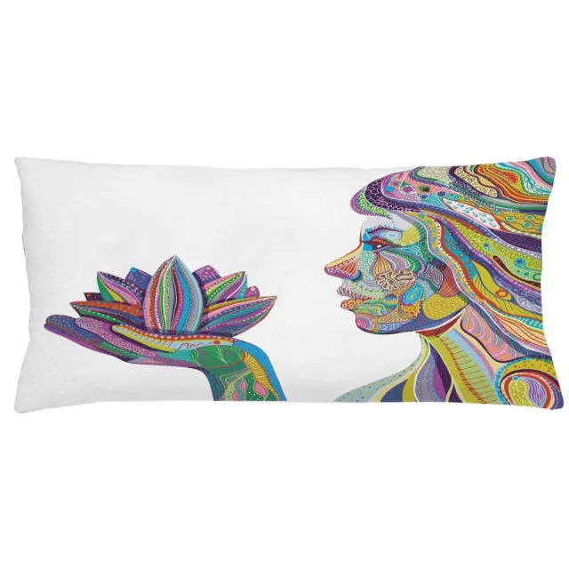 ABAKUHAUS Boho Kussenhoes – 90x40 cm – Geel/Aqua, dubbelzijdig, rits Gelb Aqua