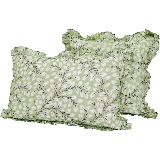 Loberon Kussenhoes set van 2 Norelline groen/wit