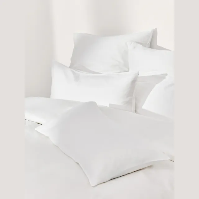 Westwing Collection Comfort van katoensatijn dekbedovertrek Wit