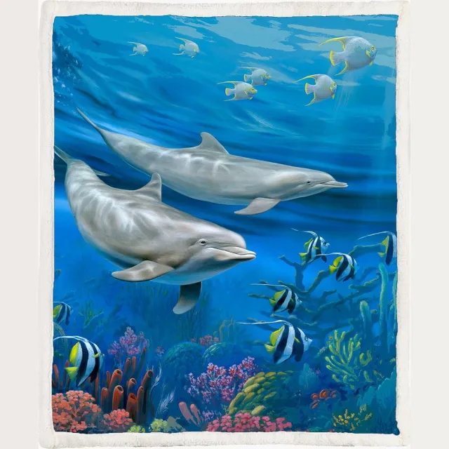 The Coloured House Dolfijnen Fleece Deken 150*200cm Dolphins Multicolor