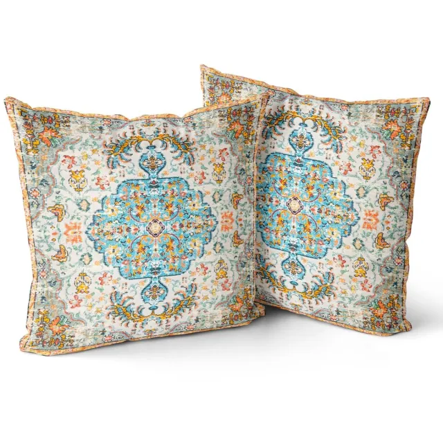 Ibenzoa Boho Kussenslopen Set van 2, Meerkleurig, Antiek, 45x45 cm beige