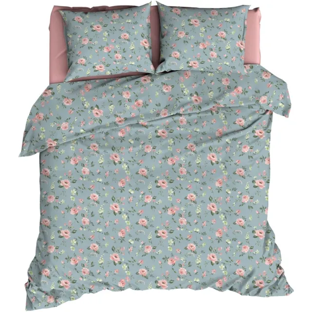 Romanette Dekbedovertrek Katoen Silke Blauw - 240 x 200/220 cm + 2 kussenslopen - [Blauw]