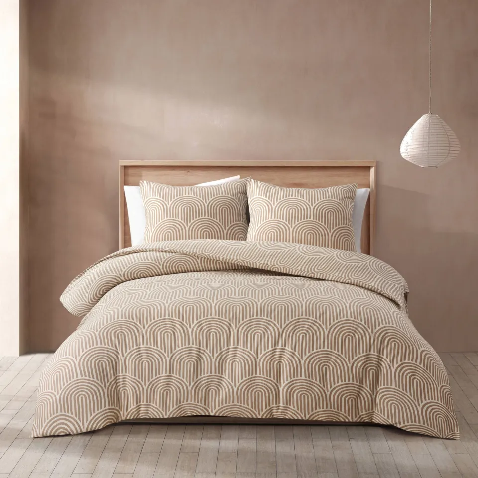 NOUS Living flanellen lits-jumeaux dekbedovertrek beige, foto 3