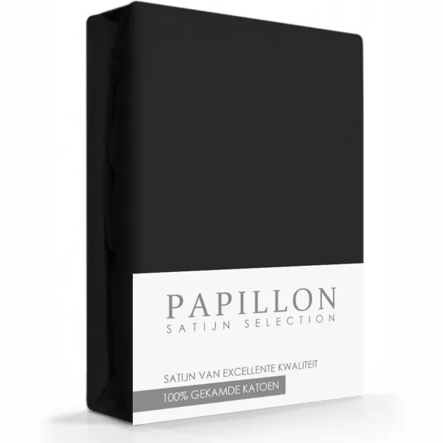 Papillon hoeslaken - katoen satijn - 90 x 220 - Zwart