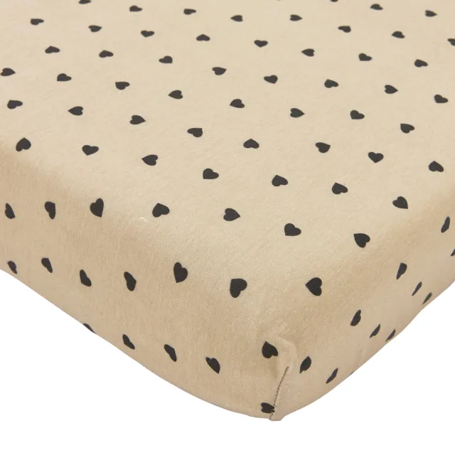 Meyco hoeslaken ledikant Sweet Heart beige/zwart Soft Sand/Black