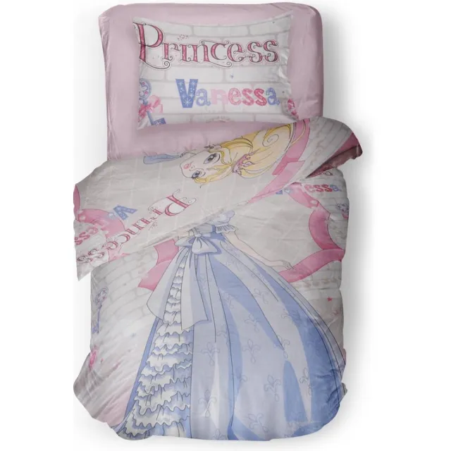 decoware Kinderdekbedovertrek Crown 140x220 cm - Katoen - Eenpersoons - Prinsessen Thema - Met Kussensloop Licht roze