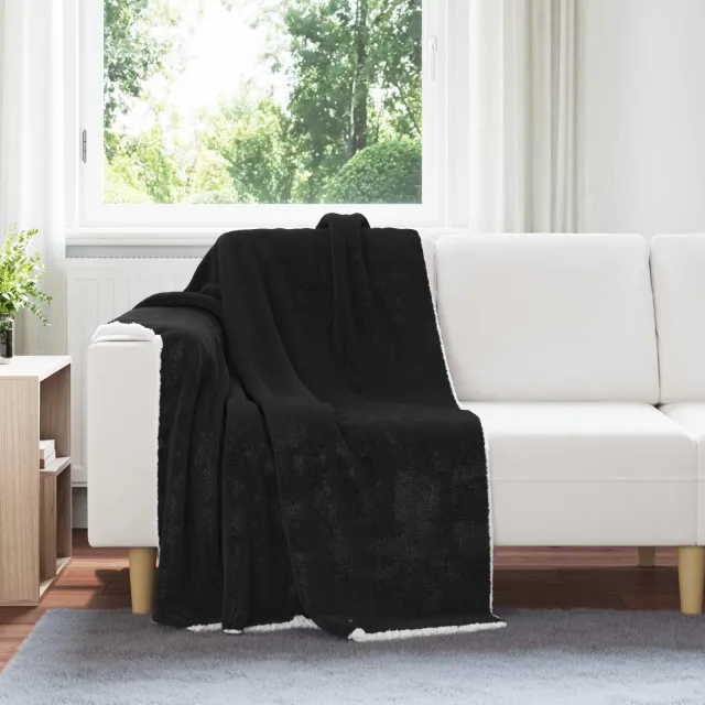 vidaXL plaid Zwart 150 x 130 cm 1 kg Fleece, foto 2