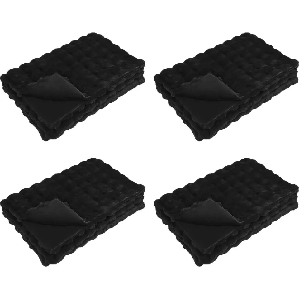 vidaXL Antislip deken van imitatie konijnenbont OLITE 4 st Zwart, foto 3