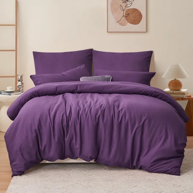 Unyqoos ® Stijlvolle en Zachte Microvezel Dekbedovertrekset voor Comfortabel Slapen 08, paars