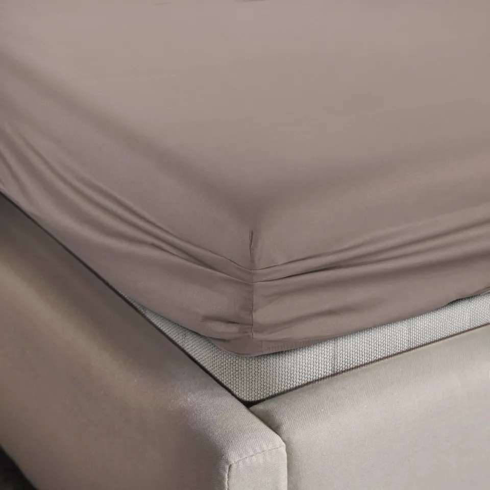 NOUS Living katoenen hoeslaken taupe, foto 2
