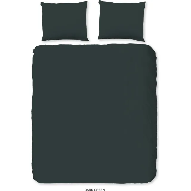 Good Morning dekbedovertrek effen kleur - Donkergroen - 100% Katoen renforce Dark Green