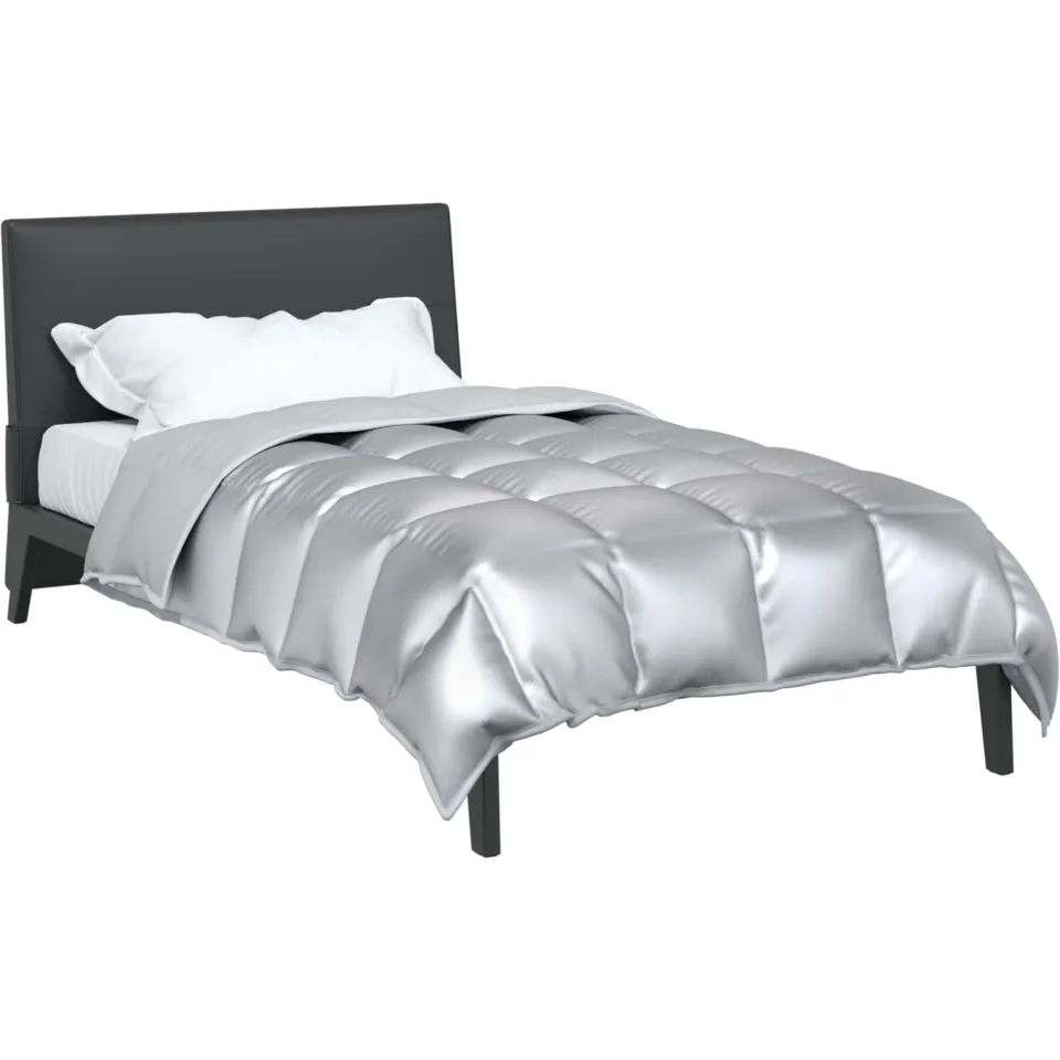 vidaXL Winter Dekbed 155 x 200 cm 450 gsm Satijn en microvezel zilver, foto 2