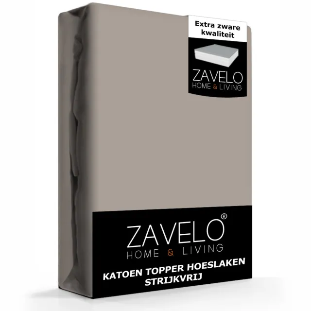Zavelo Katoen Topper Hoeslaken Strijkvrij Zand-1-persoons (90x220 cm) Wit