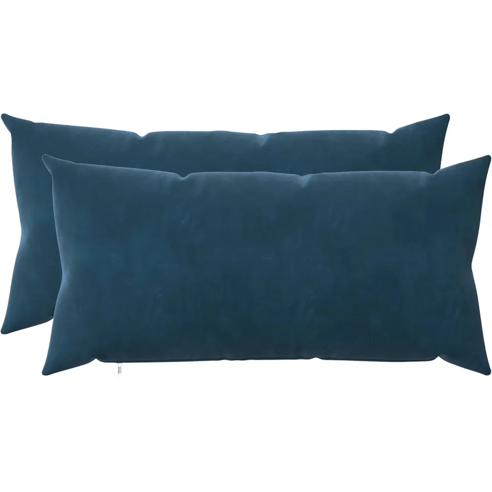 vidaXL Kussensloop 2 st HEERLEN Blauw 40 x 80 cm fluweel, foto 3