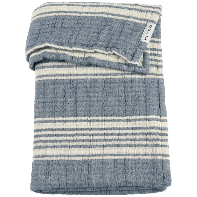 Meyco Stripe Jacquard hydrofiele ledikantdeken indigo