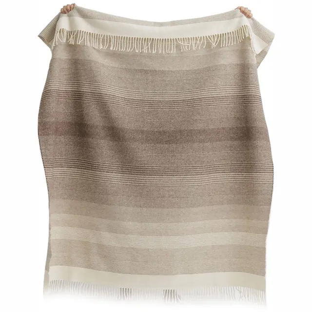 Most Plaid van ongeverfde Mongoolse wol Gobi - 100% schapenwol - 140 x 200 cm - beige-bruin beige, bruin