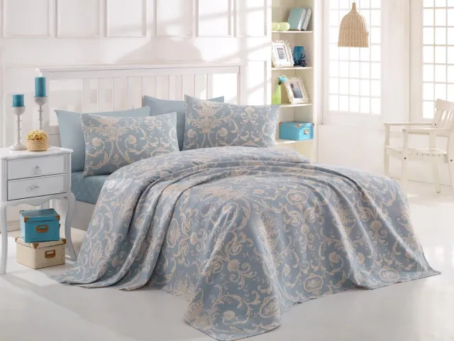 Asir piqué beddenset voor twee personen - Blauw Room - 200 x 235 cm BlueCream