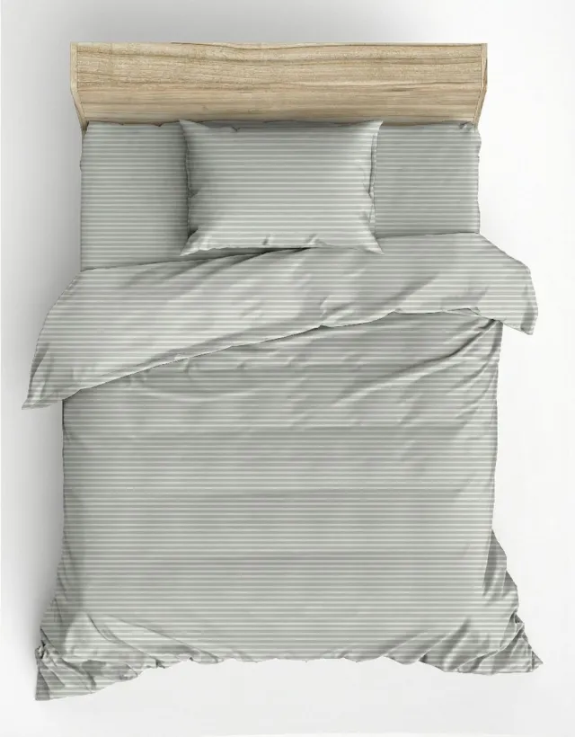 L'essentiel Maison Stripe - Dekbedovertrek - Satijn - Sage - 155x220 Veelkleurig