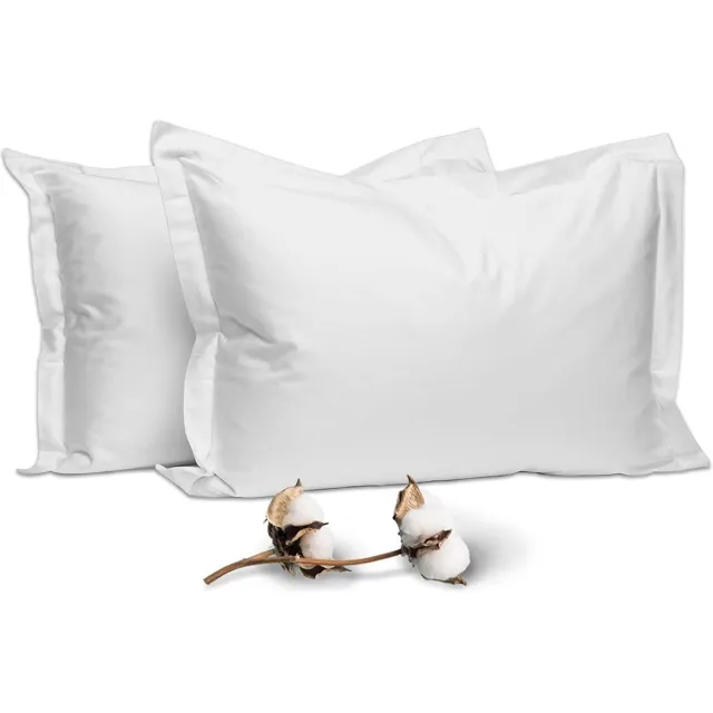 Pizuna Linens witte Oxford katoenen kussensloop 50 x 75 cm, 2 stuks, 400 draden lang nietje katoen satijn geweven kussensloop 50 x 75 cm (100% katoenen kussensloop met envelopsluiting)