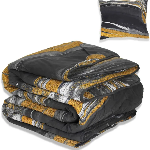 Litalente Dekbed zonder overtrek - All year 140x220cm - Marmer Zwart Goud - Wasbaar Dekbed Zonder Overtrek – Hypoallergeen & Antibacterieel – 30 dagen proefslapen - Wasbaar hoesloos dekbed - Bedrukt dekbed - zomerdekbed & winterdekbed