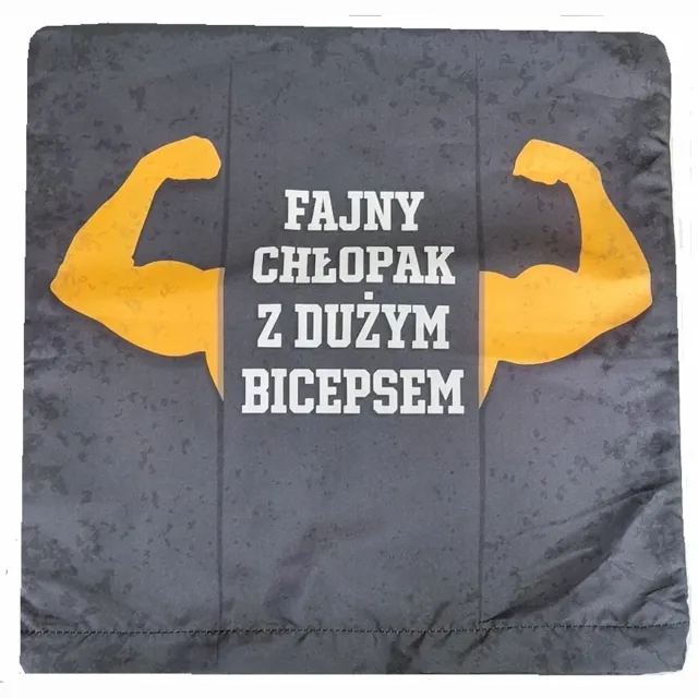 Carbotex Decoratieve Kussenhoes Jongen Grote Biceps 40x40 cm grijs