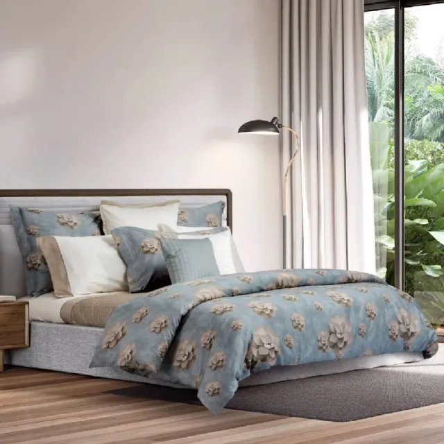 Signoria dekbedovertrek Estro Blue/Beige 260x220 cm incl. slopen 65x65 cm Blauw/Beige