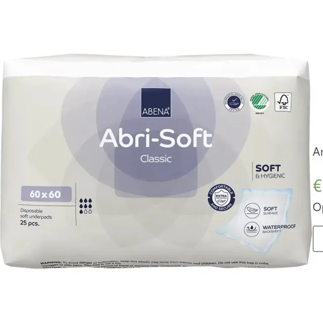 Abena Abri-Soft Classic 60 x 60 cm - 1 paquet de 25 protections 1 pak van 25 stuks