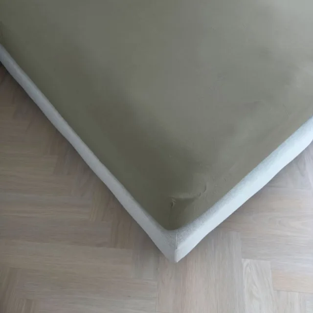 kayori Emma Hoeslaken Katoensatijn - 90x210-220cm - Matrasdikte 35cm - Rondom Elastiek - Grijsgroen