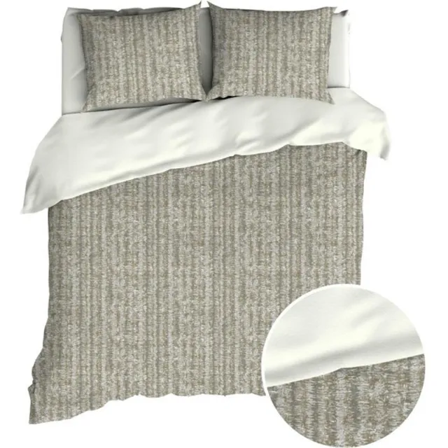 Romanette Dekbedovertrek - Grey Print Flanel - B 240 x L 200 cm/B 240 x L 220 cm - Lits-jumeaux Omkeerbaar - 13246-B 240 x L 200/220 cm