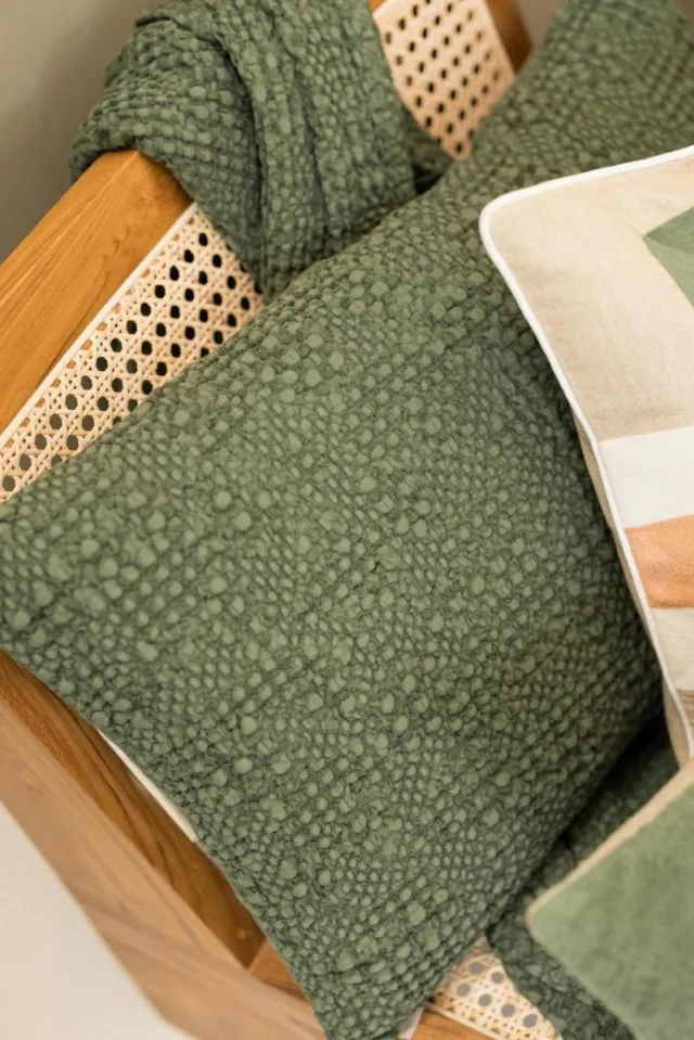 Vivaraise Decoratieve plaid Vivaraise Tana in 100% katoen - Olive, 140 x 200 cm olijf