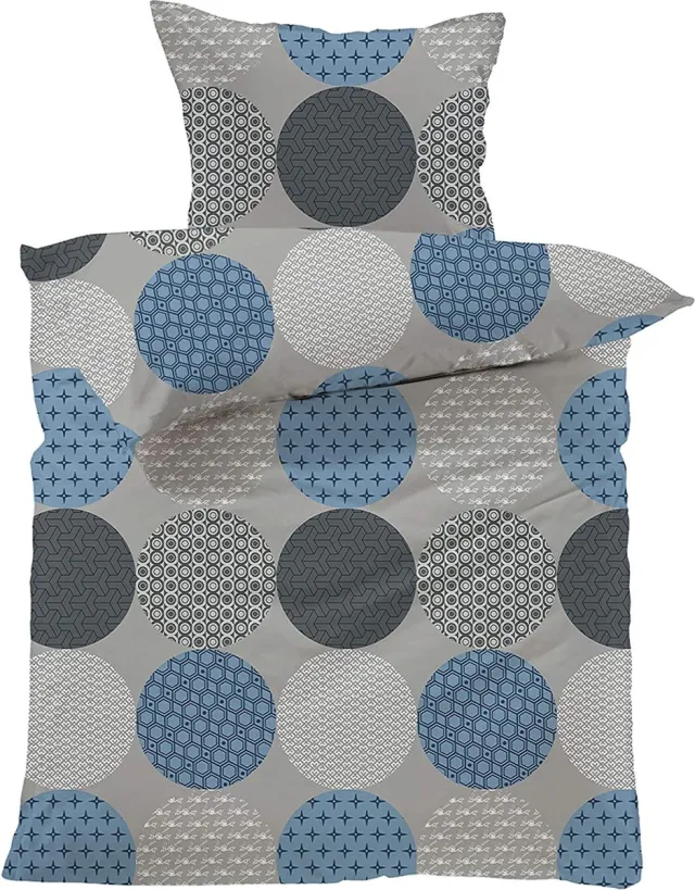 lavea beddengoedset 135 x 200 + 80 x 80, Hannes, 100% katoen, 2-delig met ritssluiting beige-blauw