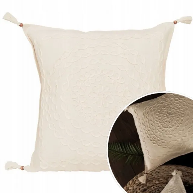 Markizeta Beige Boho decoratieve kussenhoezen 40x40 cm met franjes