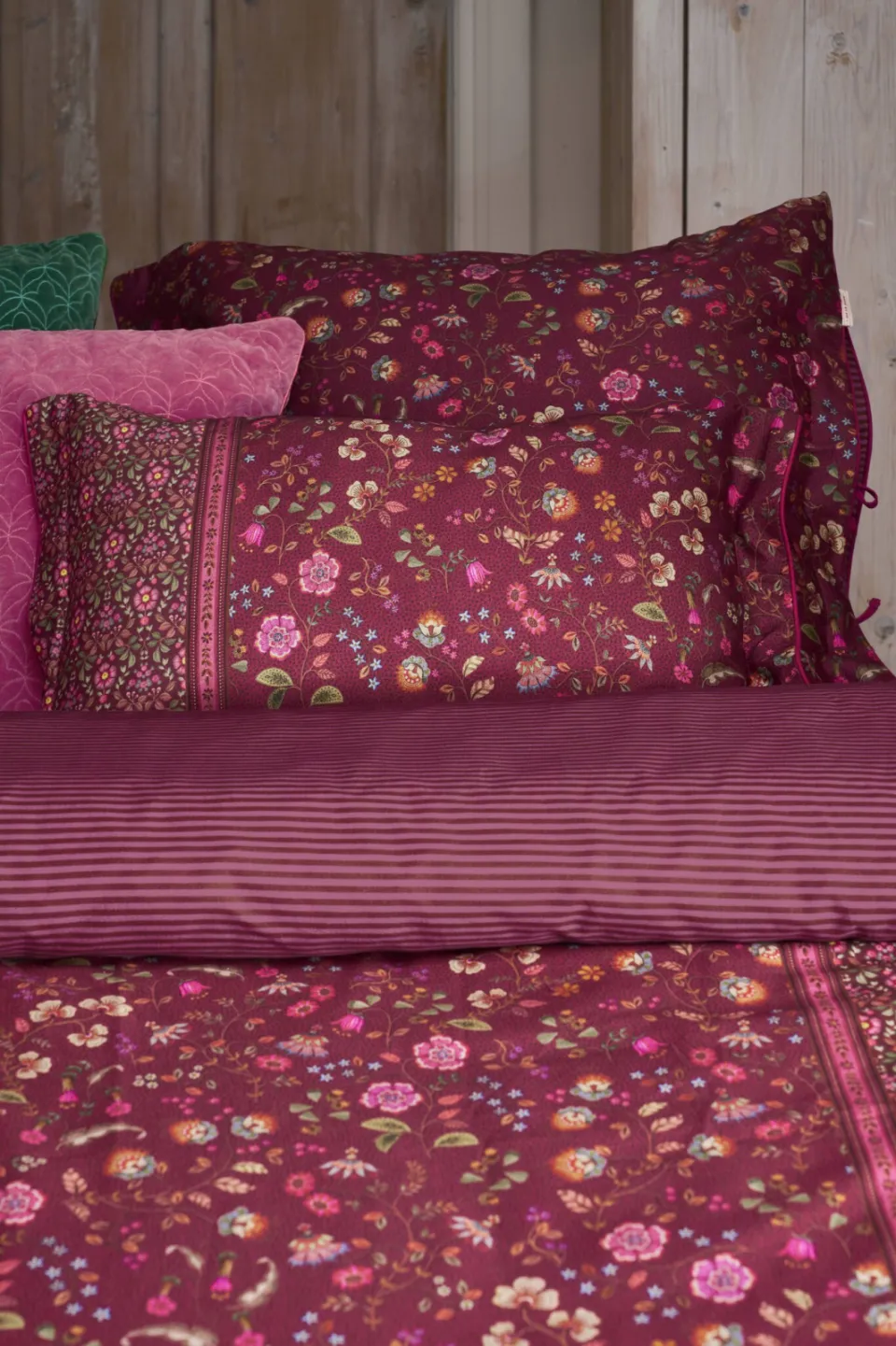 Pip Studio Flora Bangalore dekbedovertrek donkerroze donker roze, foto 2