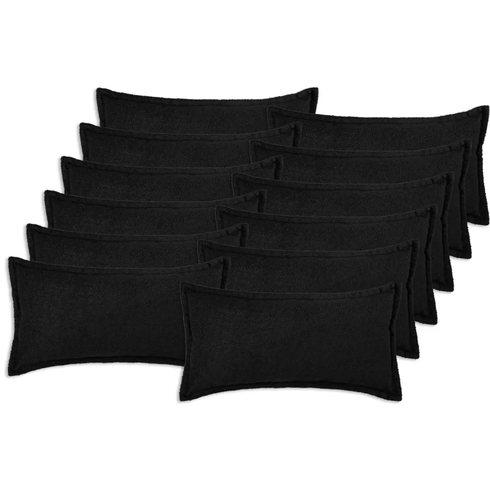 vidaXL Kussensloop 12 st HOUTEN Zwart 40 x 80 cm Bouclé, foto 3