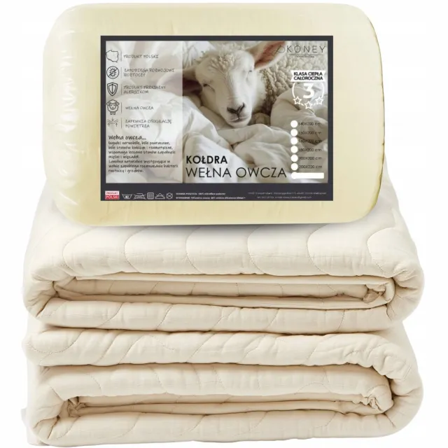 Koney All year dekbed 160 x 200 cm - schapenwol - Ecru - 200 g/m²
