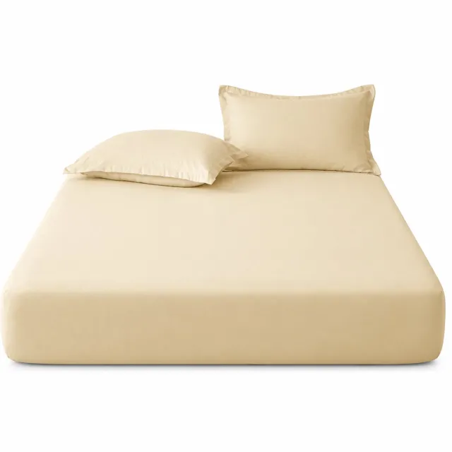 SWGOTA Beige hoeslaken - polyester, effen, met gevormde hoeken